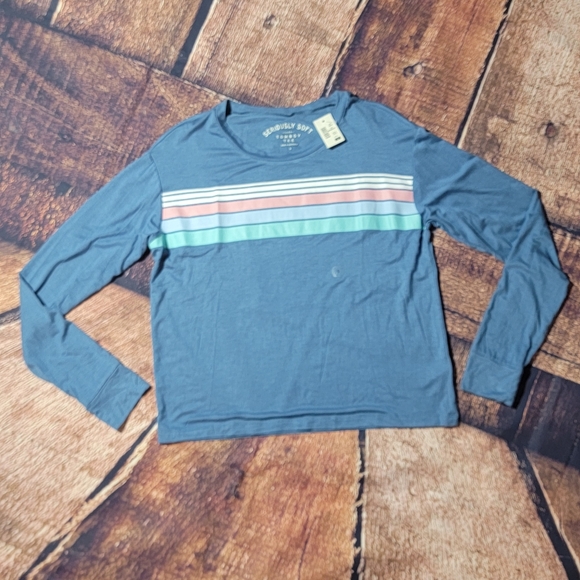 Aeropostale seriously soft tomboy tee small blue striped - Picture 1 of 6